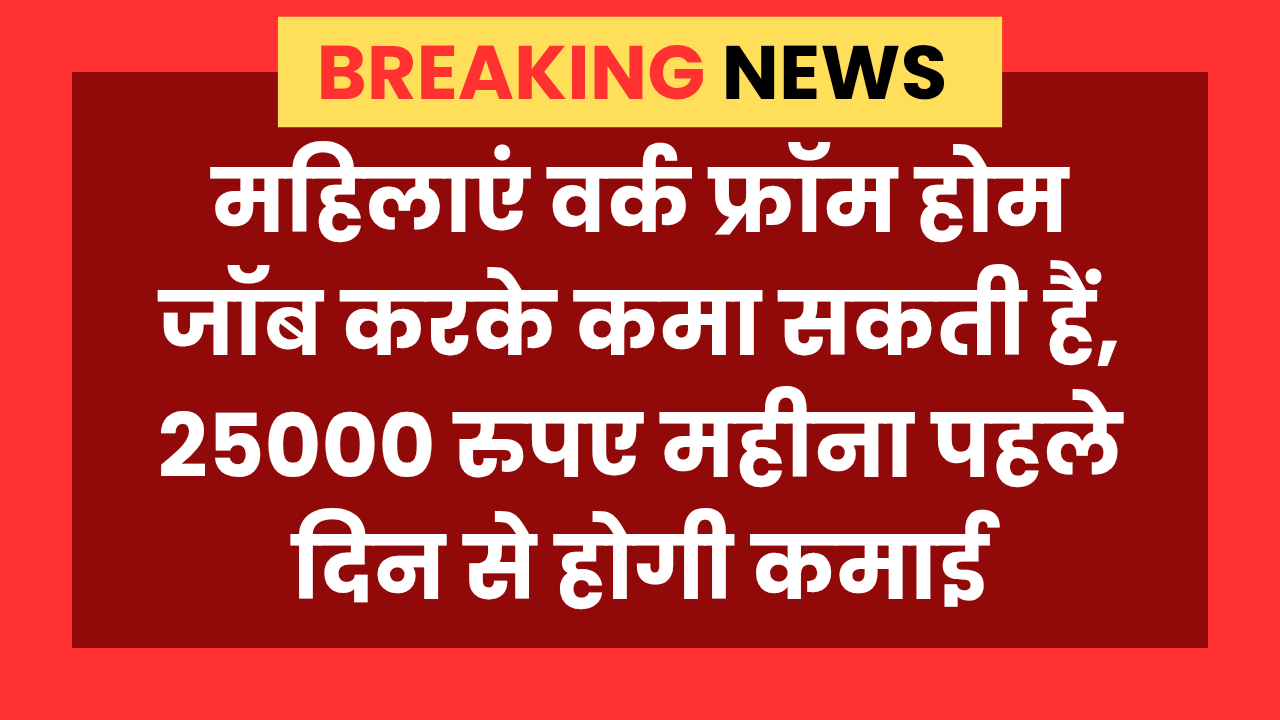 Work From Home Job For Women : महिलाएं वर्क फ्रॉम होम जॉब से कमाएंगी 25000 रुपए महीना पहले दिन से होगी कमाई
